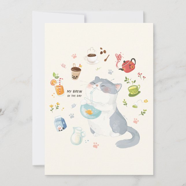 My Cat Brew of the Day Thank You Card (Front)
