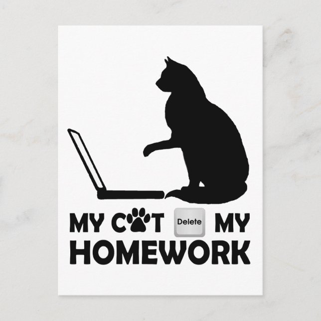 My cat deleted my homework postcard (Front)