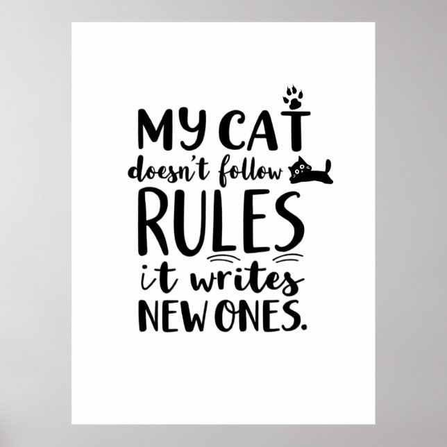 My Cat Doesn't Follow Rules Poster (Front)