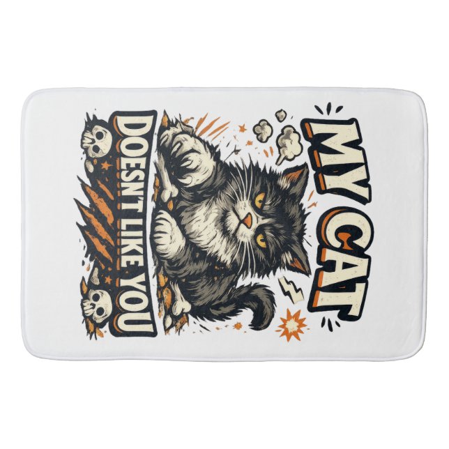 My Cat Doesnt Like You Retro Bath Mat (Front)