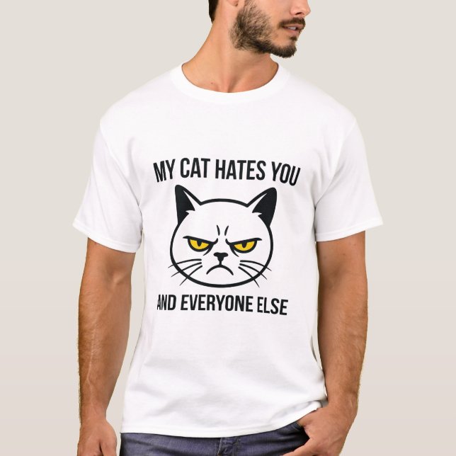 My Cat Hates You Tee | Sarcastic Cat Owner Mug (Front)