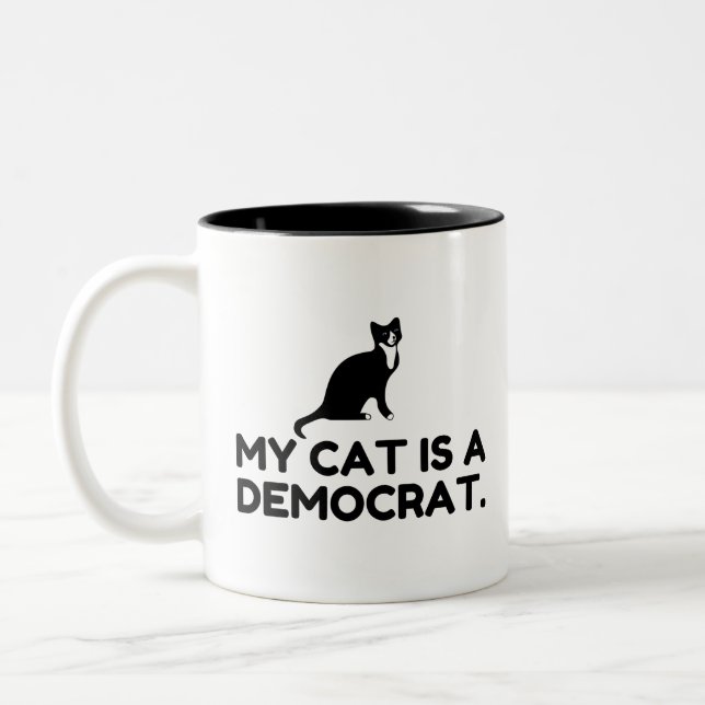 My Cat Is A Democrat Two-Tone Coffee Mug (Left)