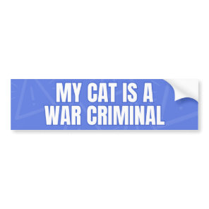 My Cat is a War Criminal - Funny, Cursed Meme Bumper Sticker