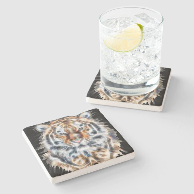 My Cat is Acting Up Tiger Bold Energy Stone Coaster (Side)