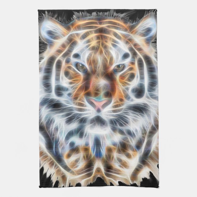 My Cat is Acting Up Tiger facial Energy Kitchen Towel (Vertical)