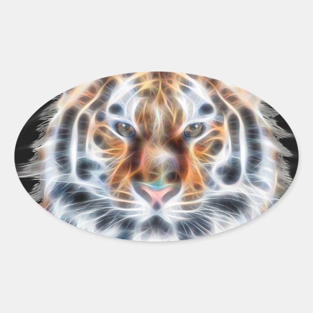 My Cat is Acting Up Tiger facial Energy Oval Sticker (Front)