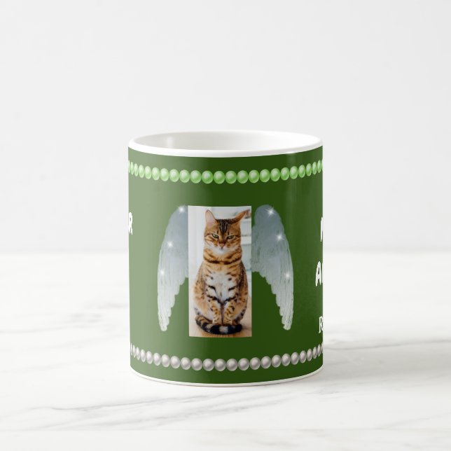 My cat is an Angel Photo Collage & White Pearls Coffee Mug (Center)
