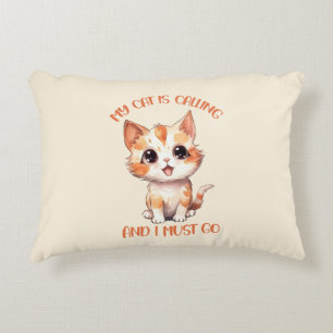 My Cat Is Calling Cute Orange Cat Accent Pillow