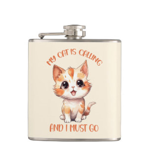 My Cat Is Calling Cute Orange Cat Flask