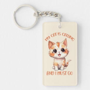 My Cat Is Calling Cute Orange Cat Keychain