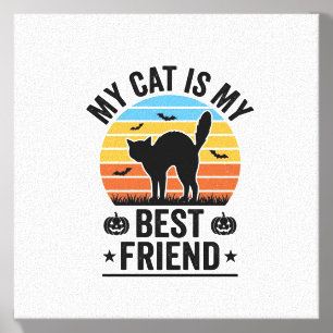 My Cat Is My Best Friend Vintage Cat Shirt Design_ Canvas Photo Tile
