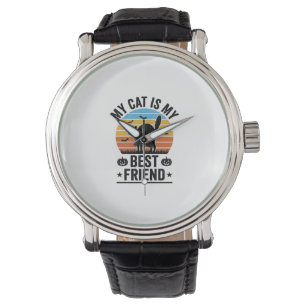 My Cat Is My Best Friend Vintage Cat Shirt Design_ Watch