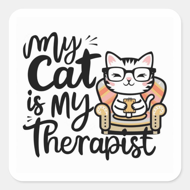 My Cat is my Therapist Cute Sticker (Front)
