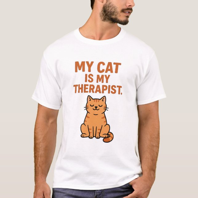 My Cat is My Therapist – Funny Cat Lover T-shirt (Front)