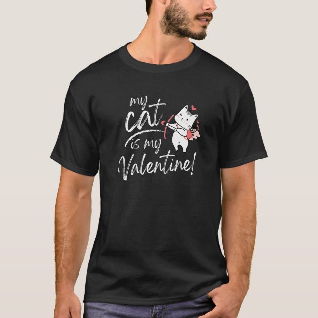 My Cat Is My Valentine Cupid Kitty Cat Chalkboard  T-Shirt (Front)