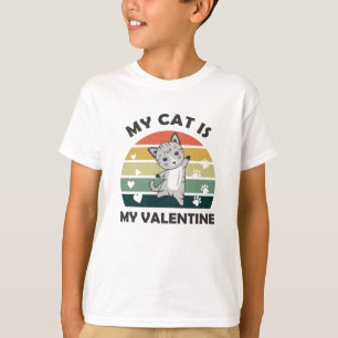 My Cat Is My Valentine Cute Cat Heart Vintage T-Shirt