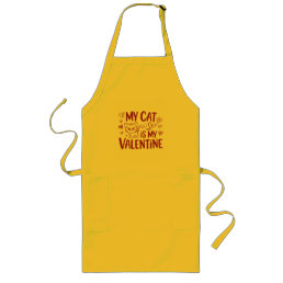 My Cat is My Valentine Long Apron