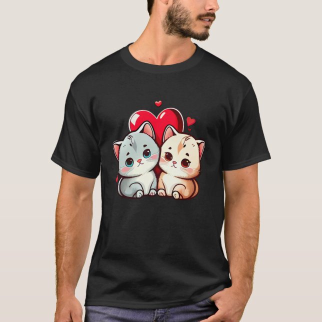 My Cat Is My Valentine Paw Heart Cat Valentine Day T-Shirt (Front)