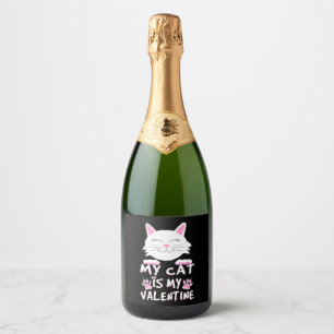 My Cat Is My Valentine    Sparkling Wine Label