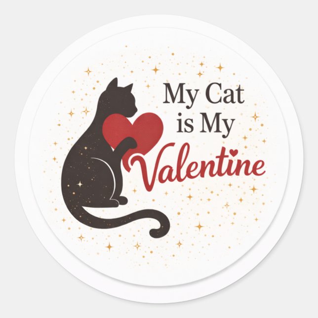 My Cat is My Valentine Sticker – Cat Silhouette (Front)