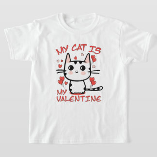 My Cat Is My Valentine White T-shirt Design 2024