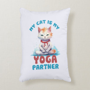 My Cat Is My Yoga Partner -Adorable Meditating Cat Accent Pillow