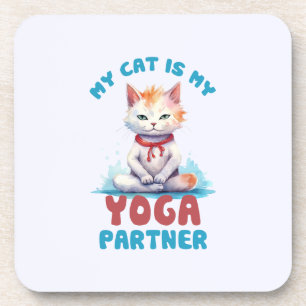My Cat Is My Yoga Partner -Adorable Meditating Cat Beverage Coaster