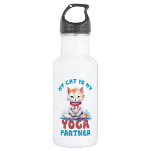 My Cat Is My Yoga Partner -Adorable Meditating Cat Stainless Steel Water Bottle