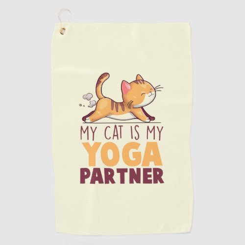 My Cat Is My Yoga Partner Golf Towel