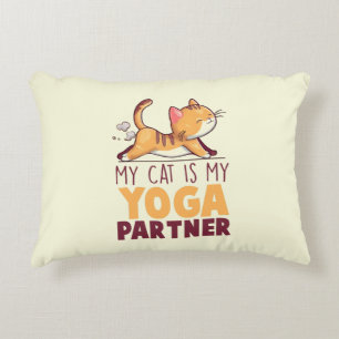 My Cat Is My Yoga Partner – Stretching Cat Accent Pillow