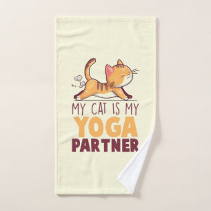 My Cat Is My Yoga Partner – Stretching Cat Bath Towel Set