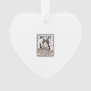 My Cat Is Player Two Cat Gamer Tech Vintage Vector Ornament
