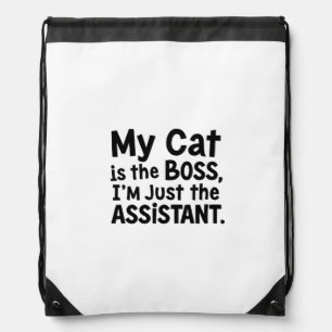 My Cat is the Boss Drawstring Bag