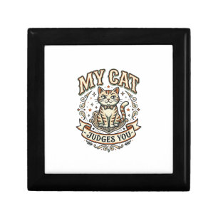 My Cat Judges You Cat Sarcasm Attitude Vintage Vec Gift Box