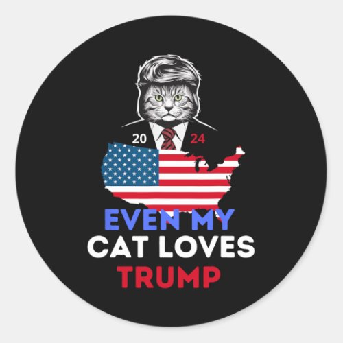 My Cat Loves Trump 2024 1  Classic Round Sticker