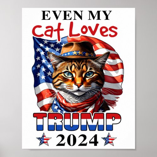 My Cat Loves Trump 2024 4th Of July Cat Lover Usa  Poster