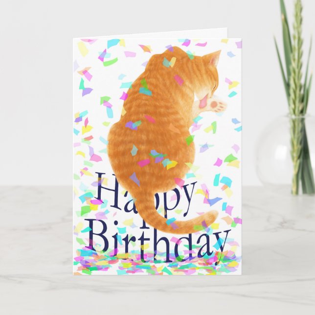 "My Cat on Your Birthday Card." Greeting Card (Front)