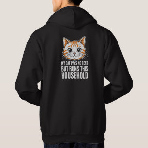 My Cat Pays No Rent Funny Cat Hoodie - Front Paw B