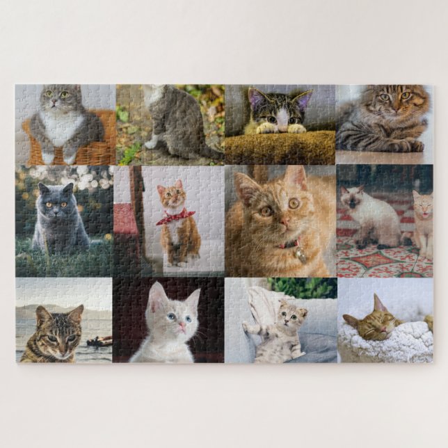 My Cat Photo Collage on Jigsaw Puzzle (Horizontal)