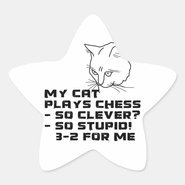 My Cat Plays Chess Star Sticker (Front)