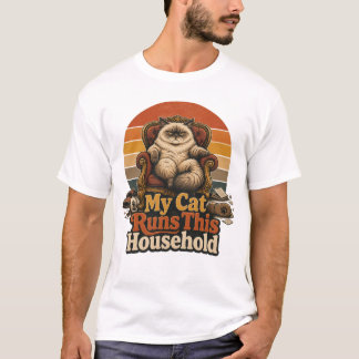 My Cat Runs the House Funny Cat Owner Vintage T-Shirt