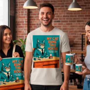 My Cat Runs This House Vintage Funny Cat Quote T-Shirt