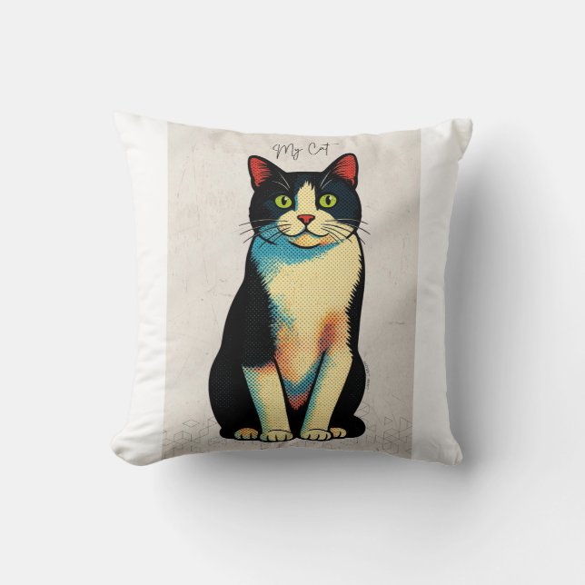 My cat Tshirt Throw Pillow (Front)