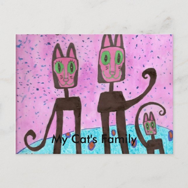 My Cat's Family done by Simo Postcard (Front)