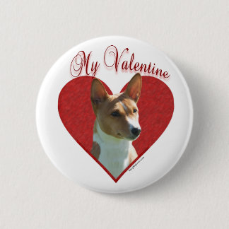 My Chestnut Basenji Valentine Pinback Button