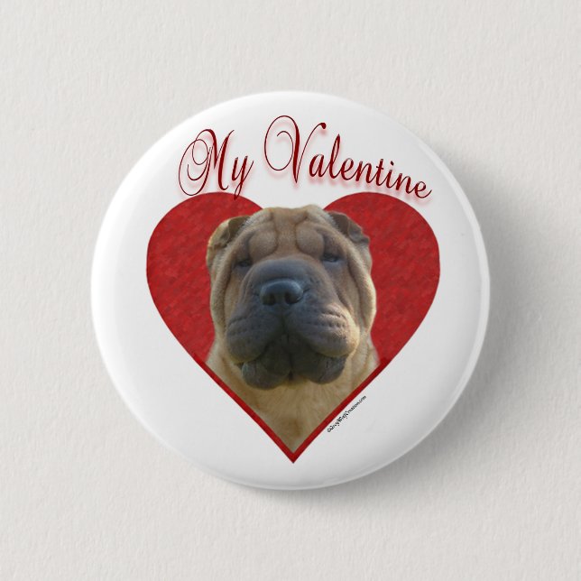 My Chinese Shar-Pei Valentine Button (Front)