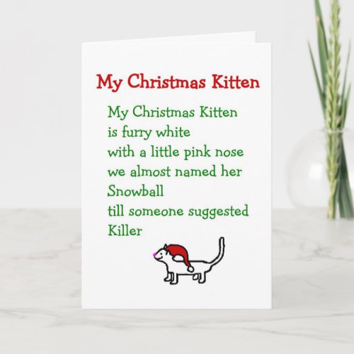 My Christmas Kitten _ A funny Christmas Poem Holiday Card