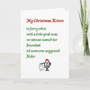 My Christmas Kitten - a funny Merry Christmas poem Holiday Card
