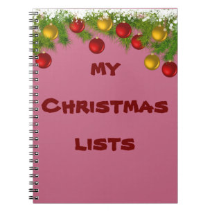 My christmas list note book