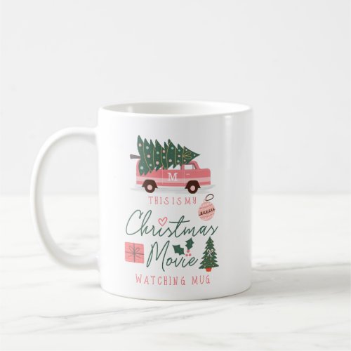 My Christmas Movie Watching Mug Pink Retro Van